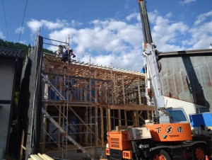 注文住宅　郡上市K様邸建て方